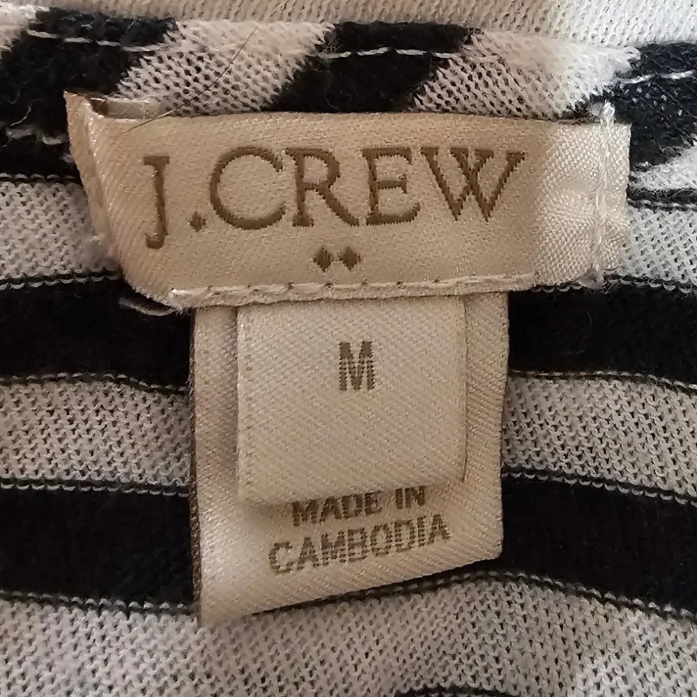 J.Crew Black White Striped Cap Sleeve Top Medium‎ Classic Nautical